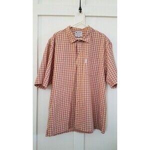 Columbia shirt Mens XL Short Sleeve Plaid Button Front orange